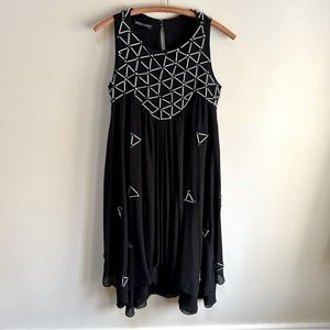 Vanessa Arantes ~Beaded Black Chiffon Sleeveless Dress